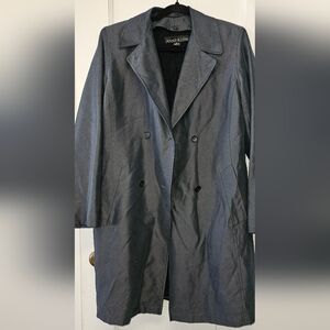 Anne Klein Double Breasted Sateen Gray Trench Coat Size 6